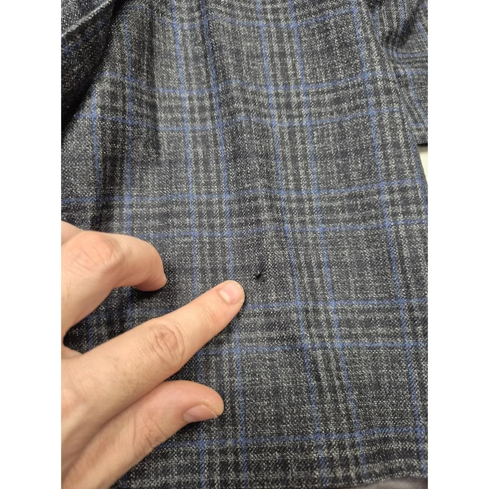 Oak Hill Premium Blazer Mens 3XLT Big Tall Gray Wool Plaid Sport Coat FLAW - Picture 8 of 13